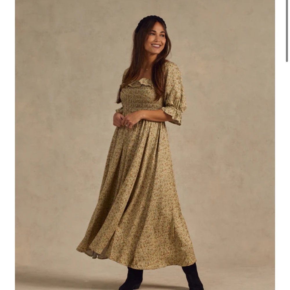 Rylee & Cru Birdie Dress| Gold Garden | Small